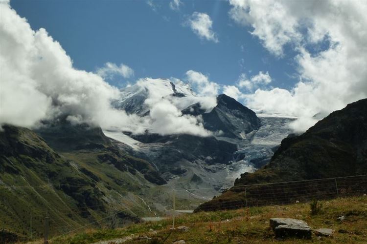 Walkers Haute Route (Chamonix to Zermatt): Grand Gendarme (4331), Weisshorn (4506m) and Bishorn (4153m) - 2nd September 2015 - © Dick Everard